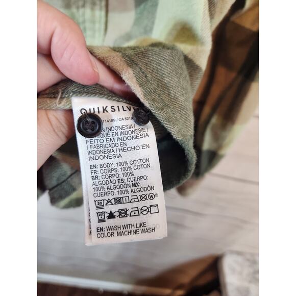 Quiksilver Men's‎ Button Down Plaid Long Sleeve Shirt Green and Brown Size XL - Picture 4 of 6